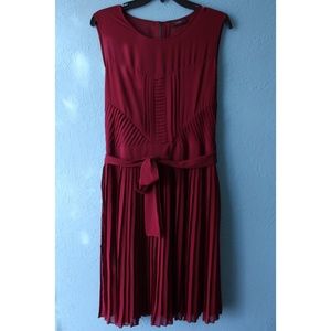 Mark. Maroon Pleated Dress